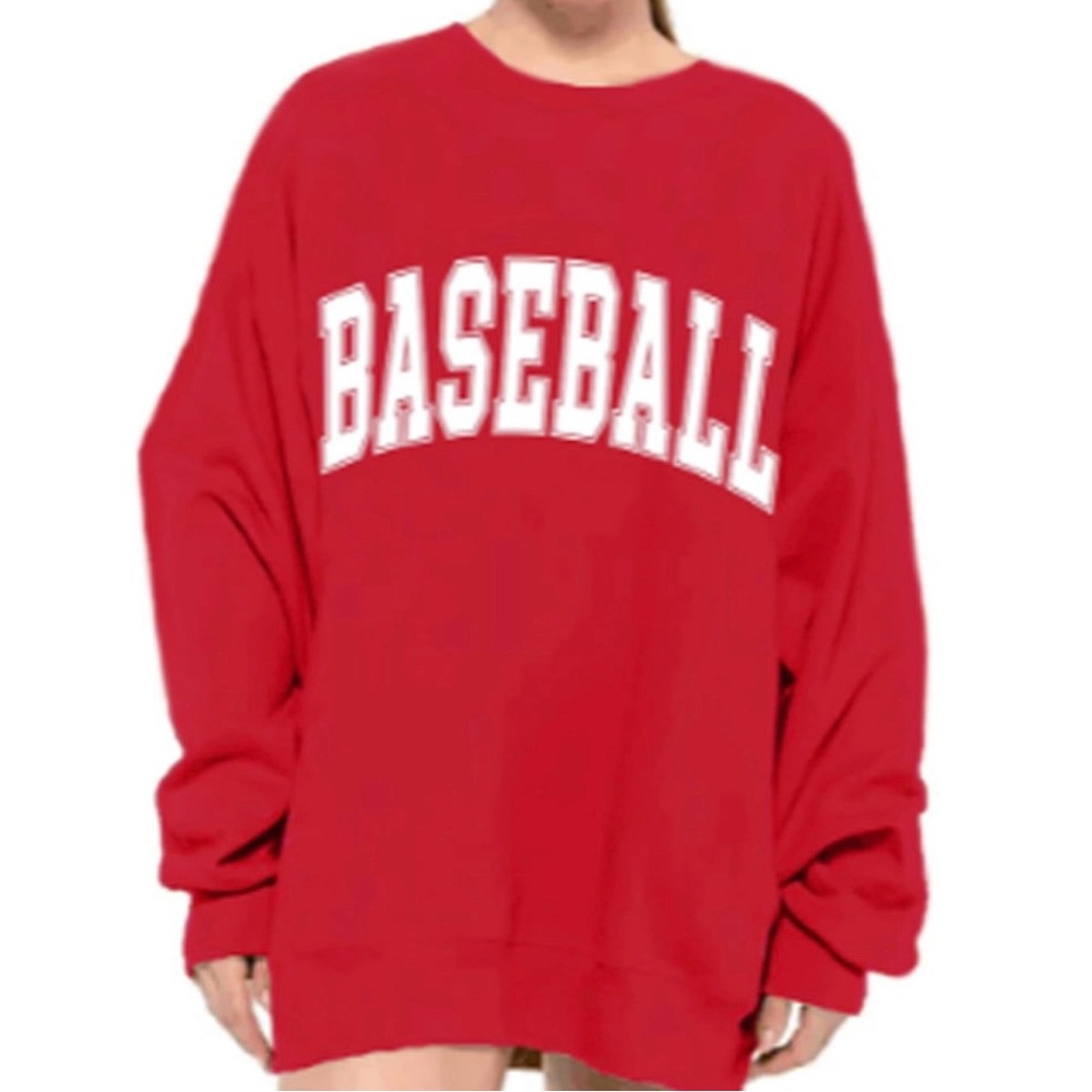 Red "BASEBALL" Oversized Sweatshirt Size Large NEW